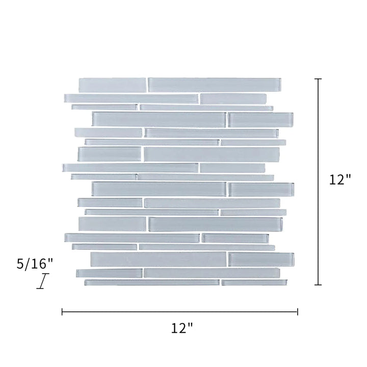 Ice Block Random Strip 12-in x 12-in Glass Mosaic Wall Tile(1-sq. ft/ Piece)