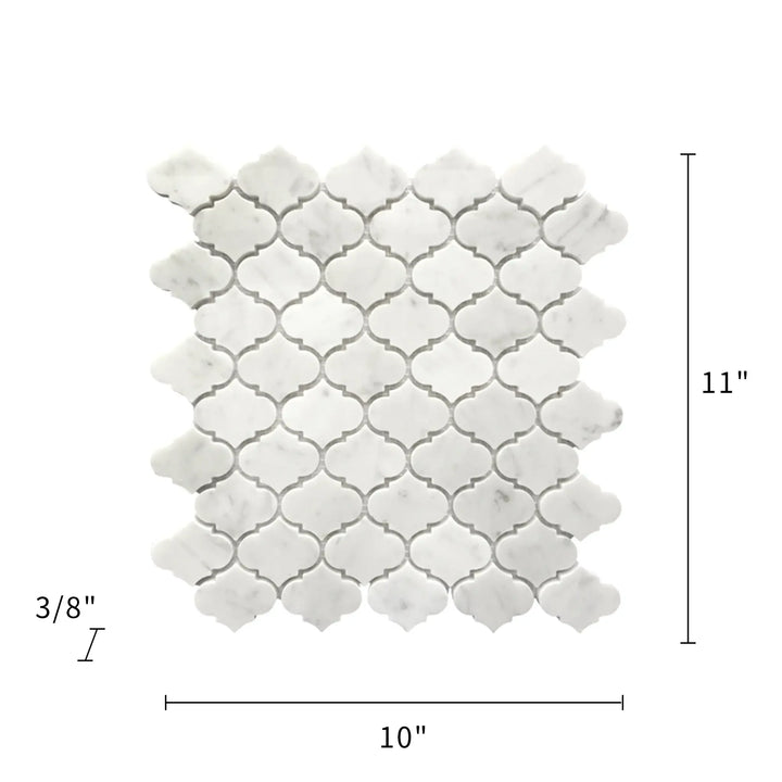 Mini Arabesque Carrara White 10-in x 11-in Waterjet Mosaic Wall Tile(0.76-sq. ft/ Piece)