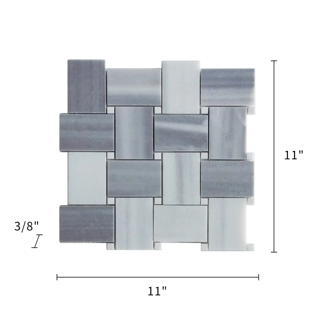 Zebra Basketweave 11-in x 11-in Polished Marble Mosaic Floor and Wall Tile(0.84-sq. ft/ Piece)
