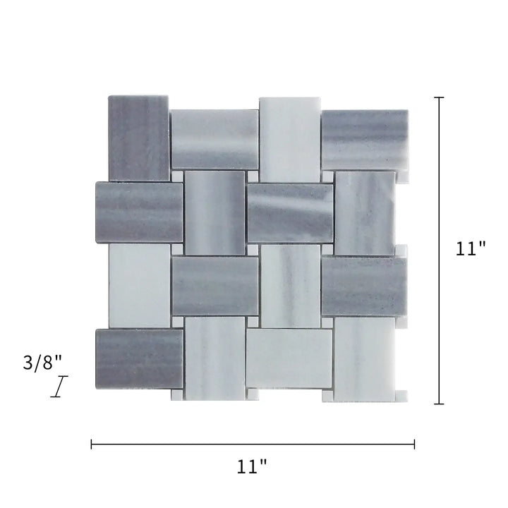Zebra Basketweave 11-in x 11-in Polished Marble Mosaic Floor and Wall Tile(0.84-sq. ft/ Piece)