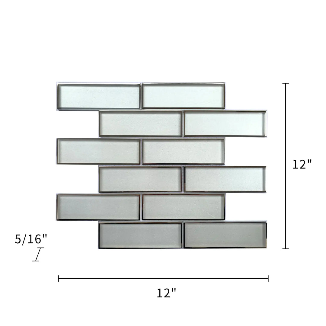 Champagne Glass Mosaic with Silver Metallic Trim 12-in x 12-in Glass Mosaic Wall Tile(1-sq. ft/ Piece)
