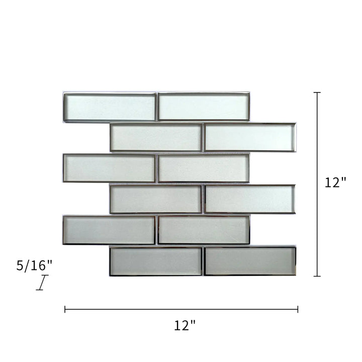 Champagne Glass Mosaic with Silver Metallic Trim 12-in x 12-in Glass Mosaic Wall Tile(1-sq. ft/ Piece)