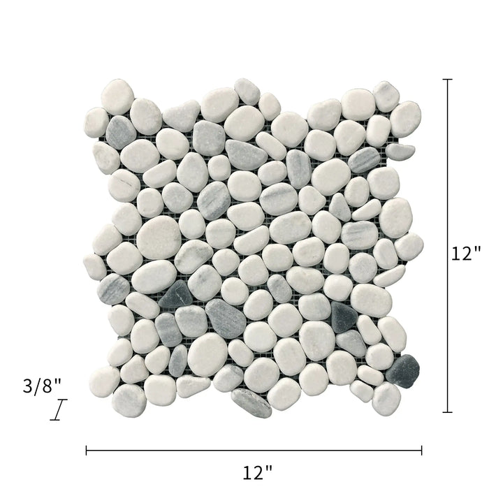 Chinese Zebra Flat Pebble 12-in x 12-in Marble Mosaic Floor Tile(1-sq. ft/ Piece)