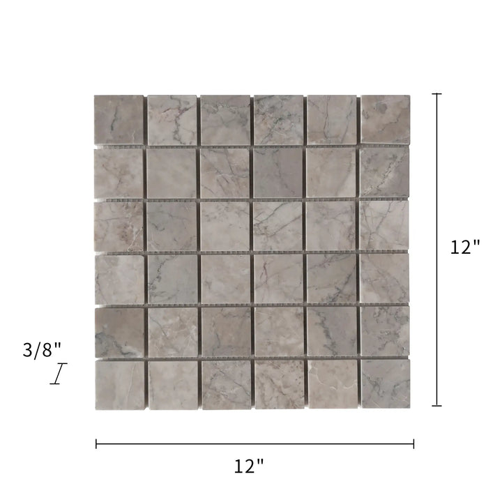 Gray Cloud Polished Marble Mosaic Floor and Wall Tile - Sample (Product Shown is Full Size)