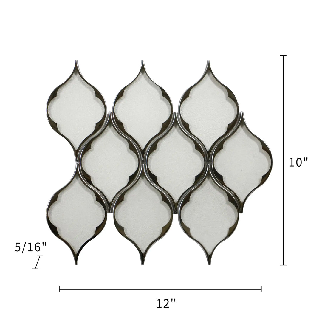 Feathered Lantern Pattern with Silver Trim 12-in x 10-in Glass Mosaic Wall Tile(0.83-sq. ft/ Piece)
