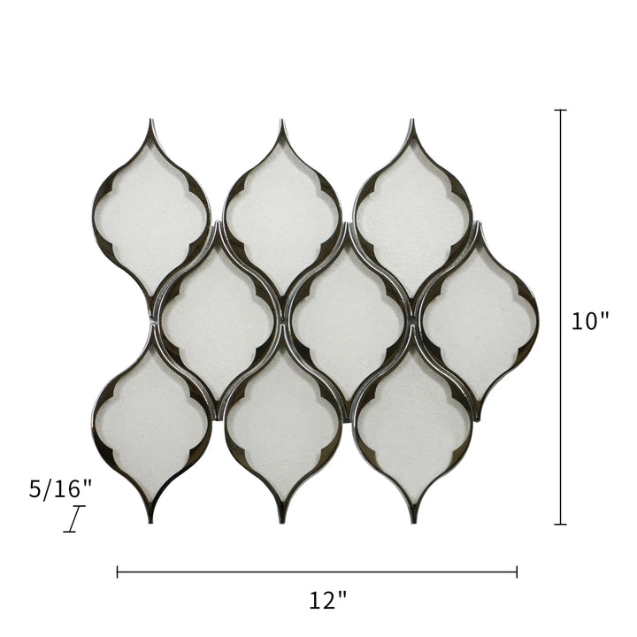 Feathered Lantern Pattern with Silver Trim 12-in x 10-in Glass Mosaic Wall Tile(0.83-sq. ft/ Piece)