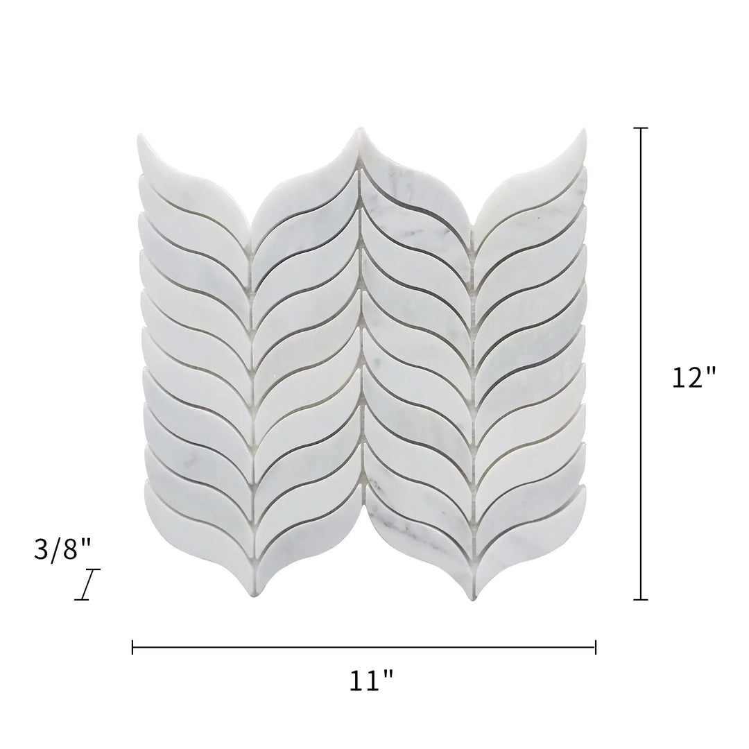Oriental White Synergy Weave Polished Marble Mosaic Wall Tile - Sample (Product Shown is Full Size)