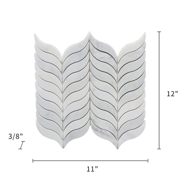 Oriental White Synergy Weave Polished Marble Mosaic Wall Tile - Sample (Product Shown is Full Size)