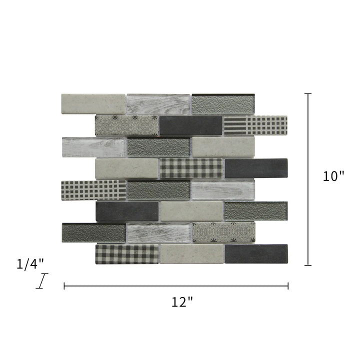 French Gingham Brick Glass Mosaic Wall Tile - Sample (Product Shown is Full Size)