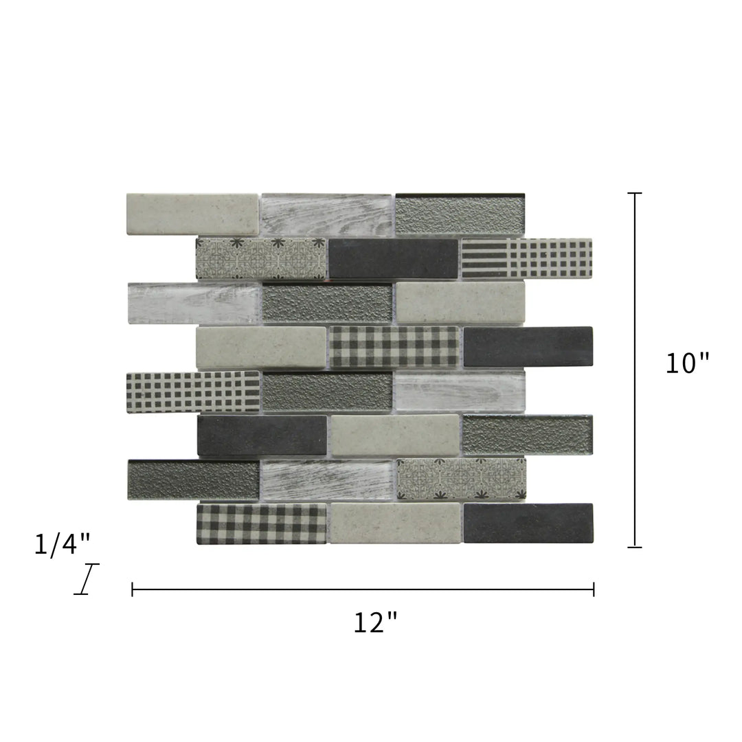 French Gingham Brick 12-in x 10-in Glass Mosaic Wall Tile(0.83-sq. ft/ Piece)