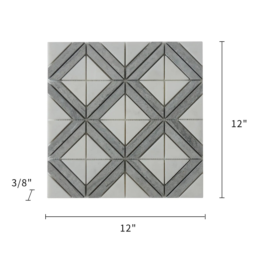 Rubik Cube Pattern 12-in x 12-in Marble Mosaic Floor and Wall Tile(1-sq. ft/ Piece)