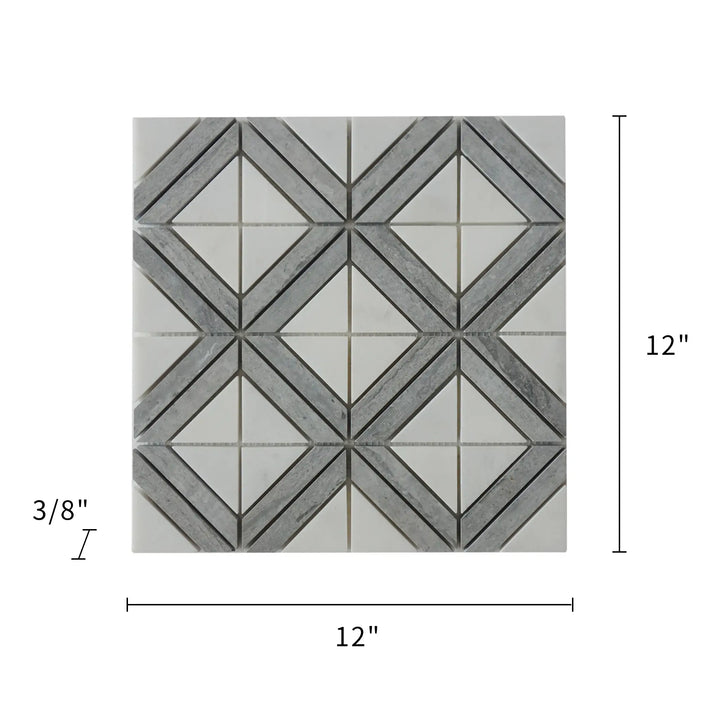 Rubik Cube Pattern 12-in x 12-in Marble Mosaic Floor and Wall Tile(1-sq. ft/ Piece)