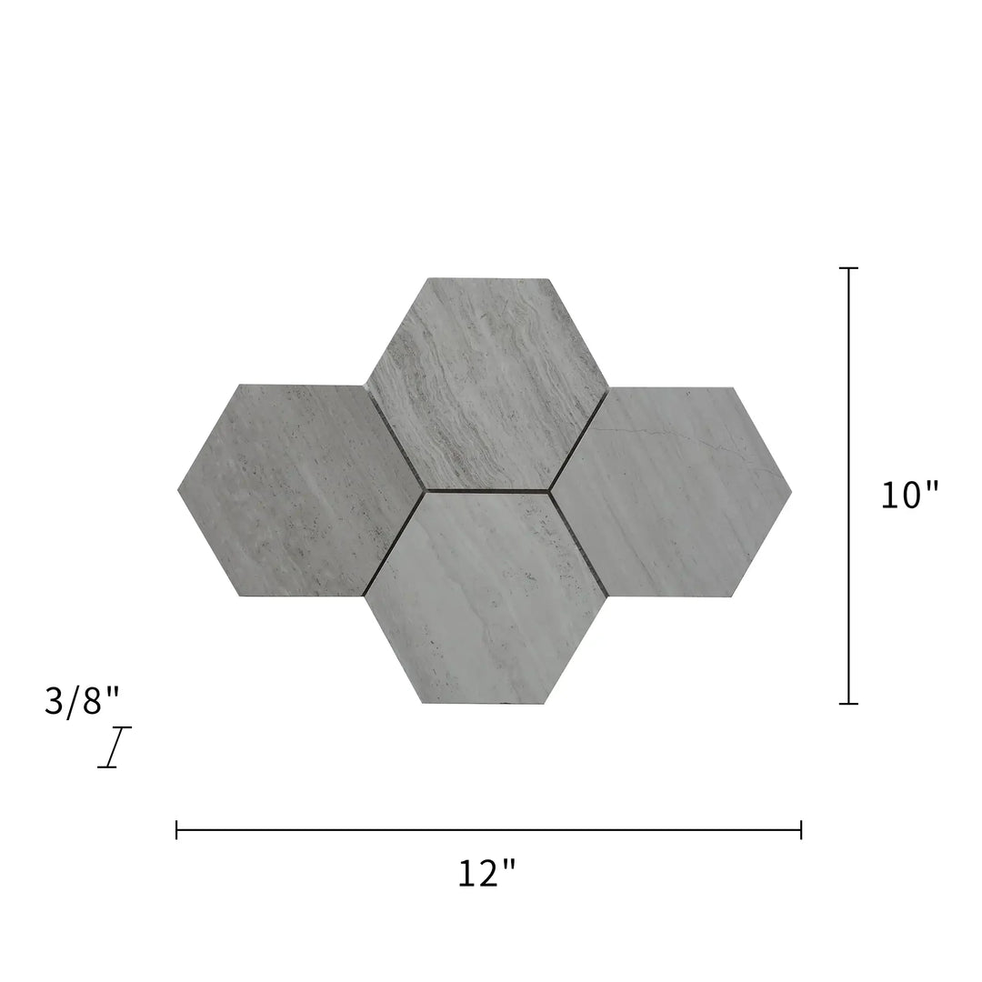 6-in Wooden White Hexagon Honed Marble Mosaic Wall Tile - Sample (Product Shown is Full Size)