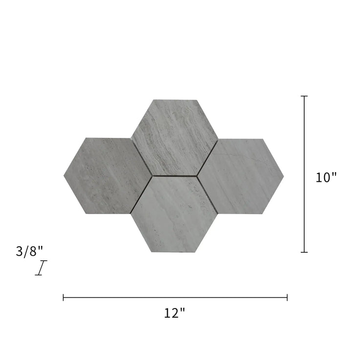 6-in Wooden White Hexagon Honed Marble Mosaic Wall Tile - Sample (Product Shown is Full Size)