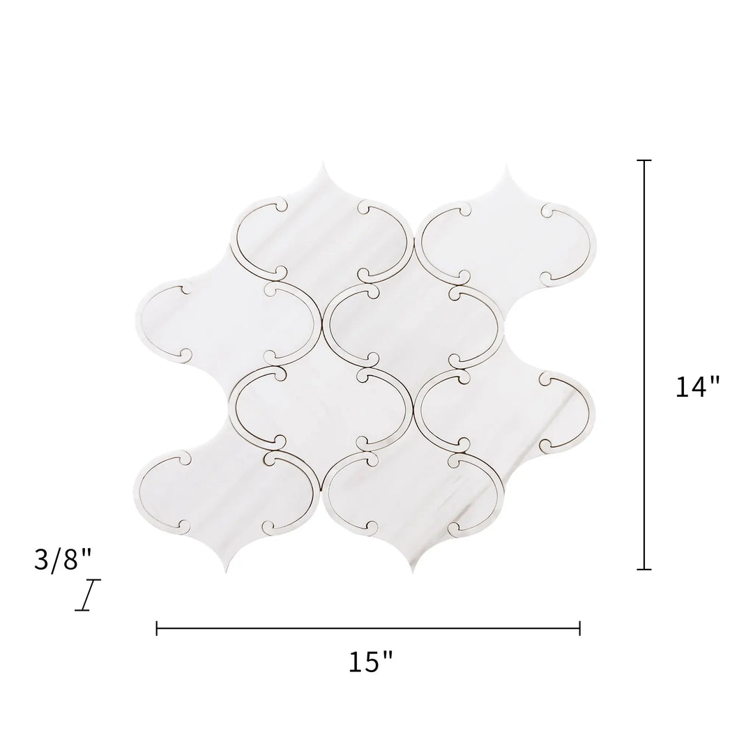 Thassos White & Mother of Pearl Polished Waterjet Mosaic Floor and Wall Tile - Sample (Product Shown is Full Size)