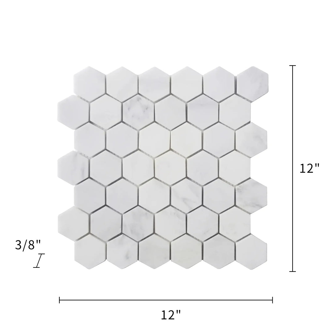 2-in Oriental White Hexagon 12-in x 12-in Marble Mosaic Floor and Wall Tile(1-sq. ft/ Piece)