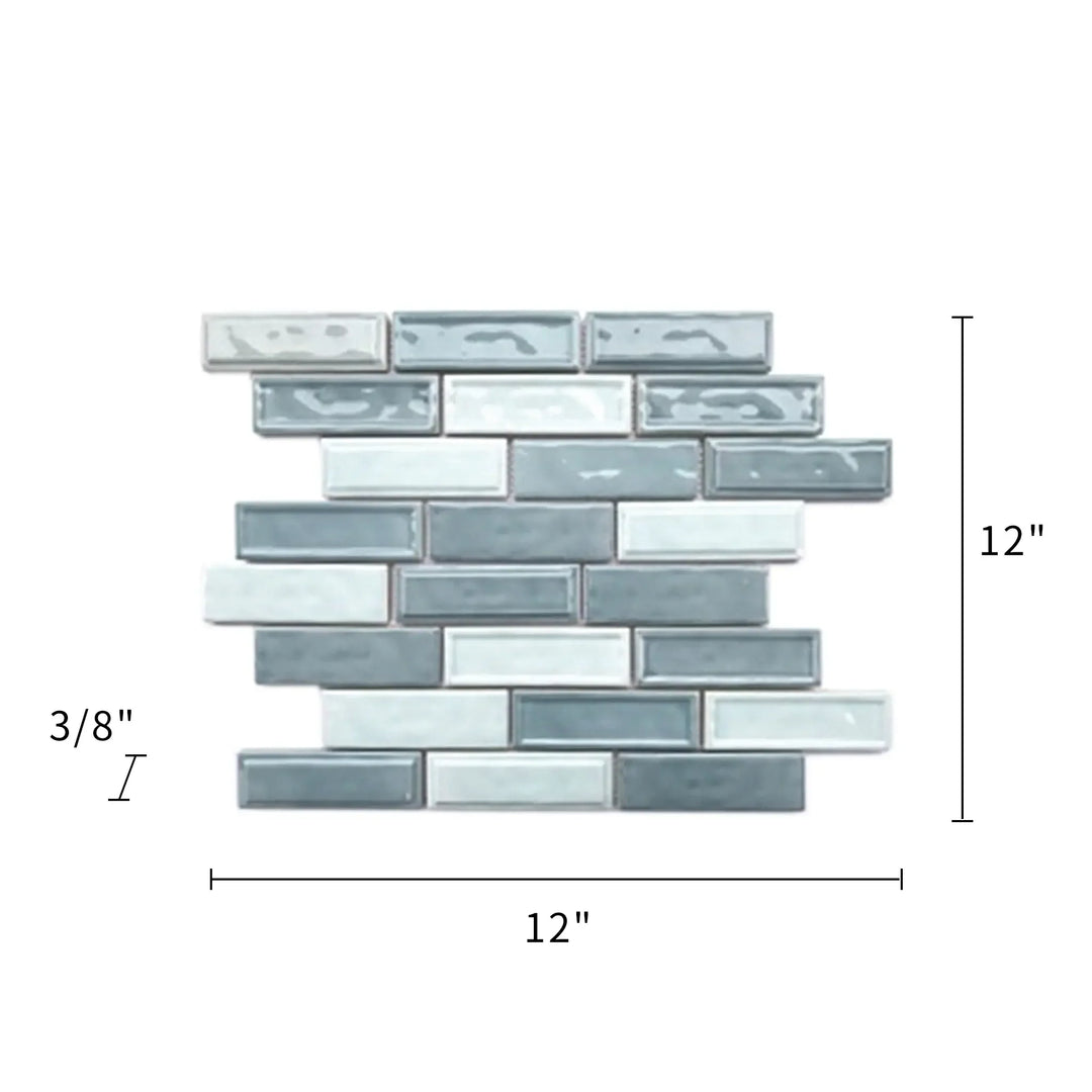 Linear Two Toned 12-in x 12-in Ceramic Mosaic Wall Tile(1-sq. ft/ Piece)