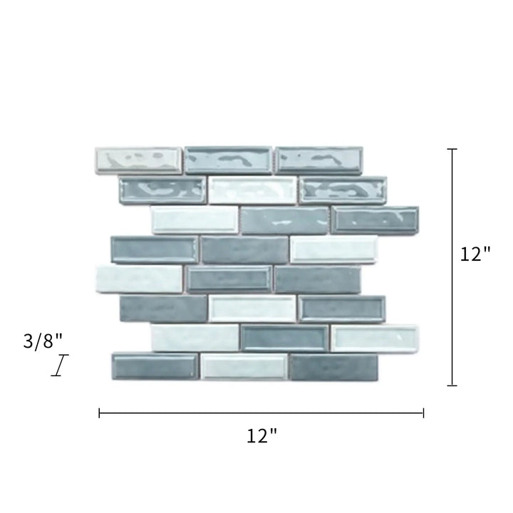 Linear Two Toned 12-in x 12-in Ceramic Mosaic Wall Tile(1-sq. ft/ Piece)