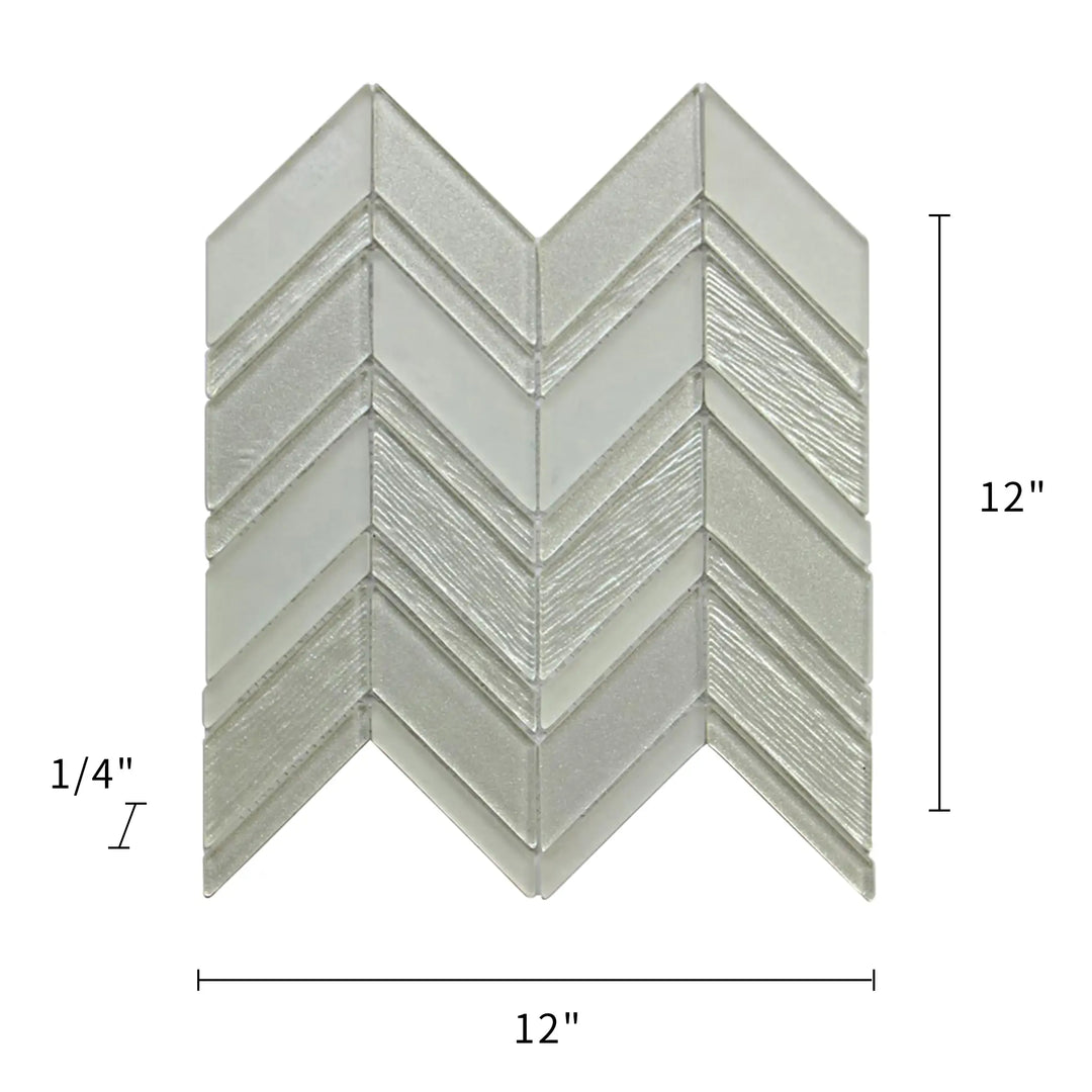 Silver Chevron Metallic Champagne 12-in x 12-in Glass Mosaic Wall Tile(1-sq. ft/ Piece)