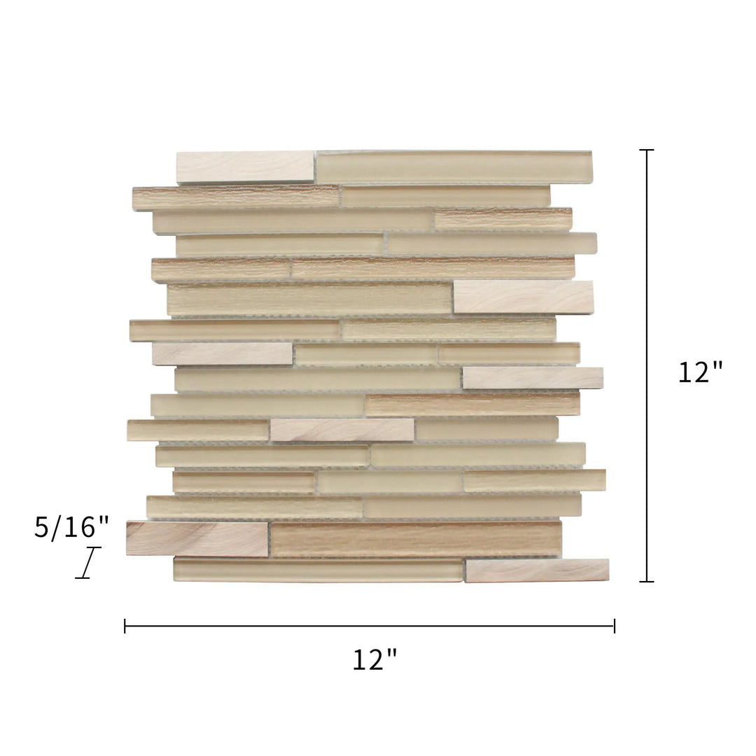 Glass & Metal Mix Random Strip 12-in x 12-in Glass Mosaic Wall Tile(1-sq. ft/ Piece)