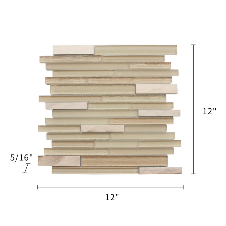 Glass & Metal Mix Random Strip 12-in x 12-in Glass Mosaic Wall Tile(1-sq. ft/ Piece)