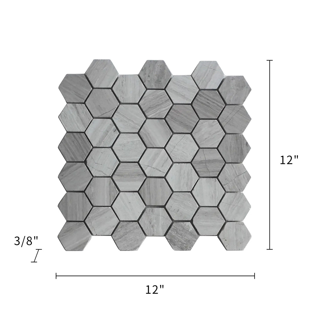 2-in Wooden White Hexagon 12-in x 12-in Honed Marble Mosaic Wall Tile(1-sq. ft/ Piece)