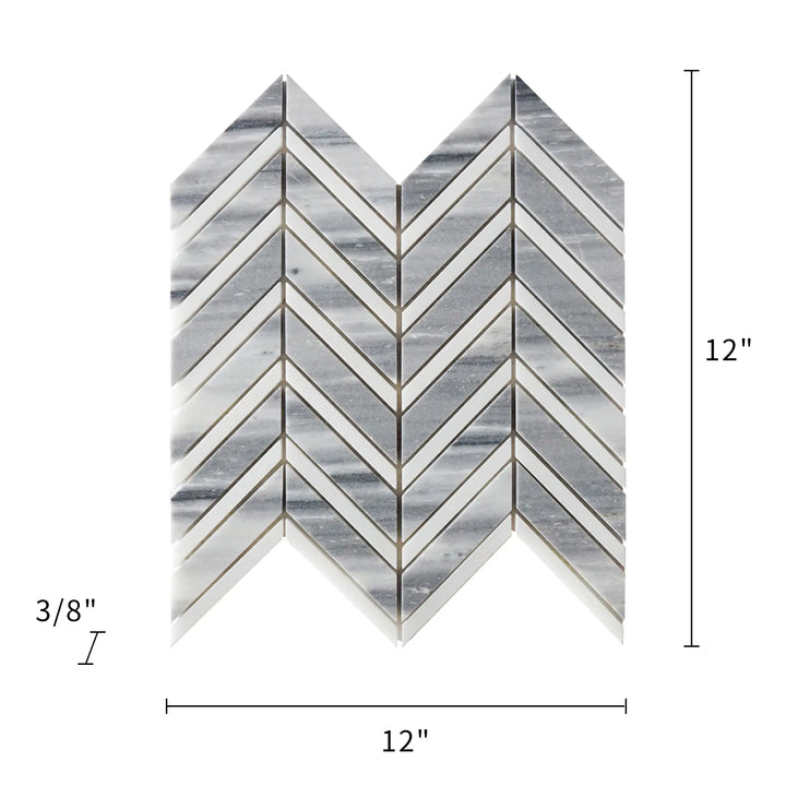 Marmara Chevron 12-in x 12-in Marble Mosaic Floor and Wall Tile(1-sq. ft/ Piece)