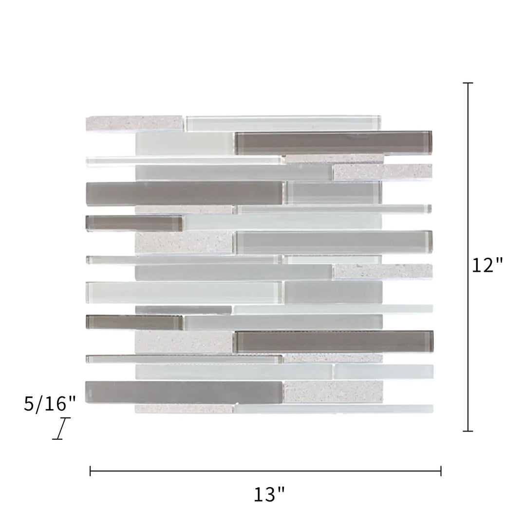 12-in x 13-in Clayton Random Strip Marble & Glass Mosaic Wall Tile(1.08-sq. ft/ Piece)