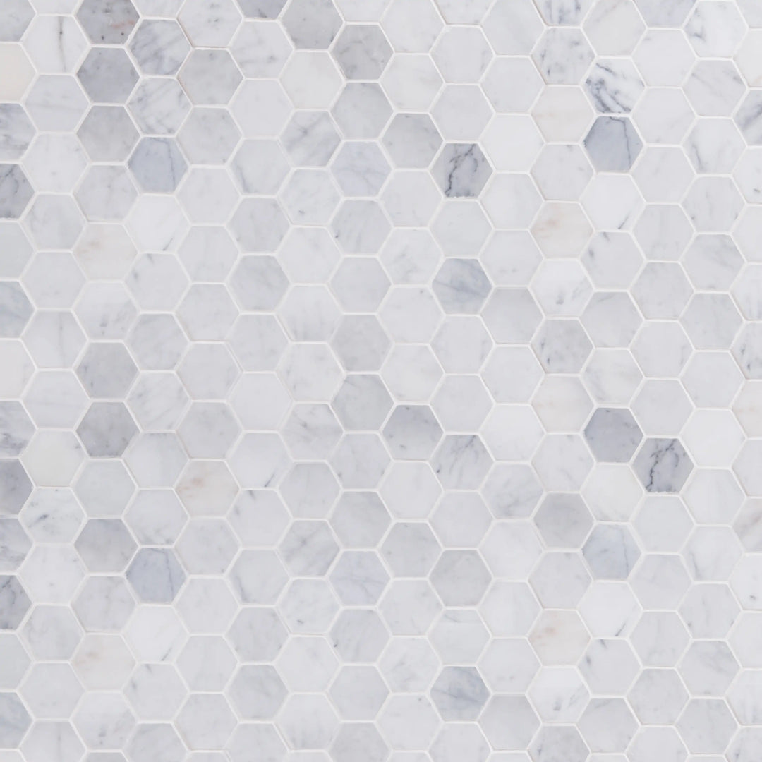 2-in Oriental White Hexagon 12-in x 12-in Marble Mosaic Floor and Wall Tile(1-sq. ft/ Piece)