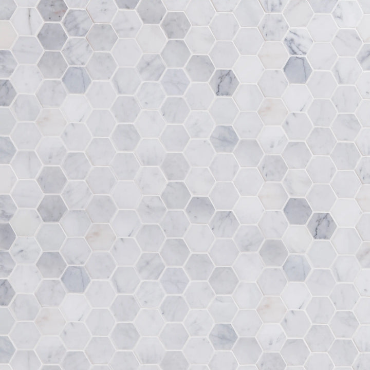 2-in Oriental White Hexagon 12-in x 12-in Marble Mosaic Floor and Wall Tile(1-sq. ft/ Piece)