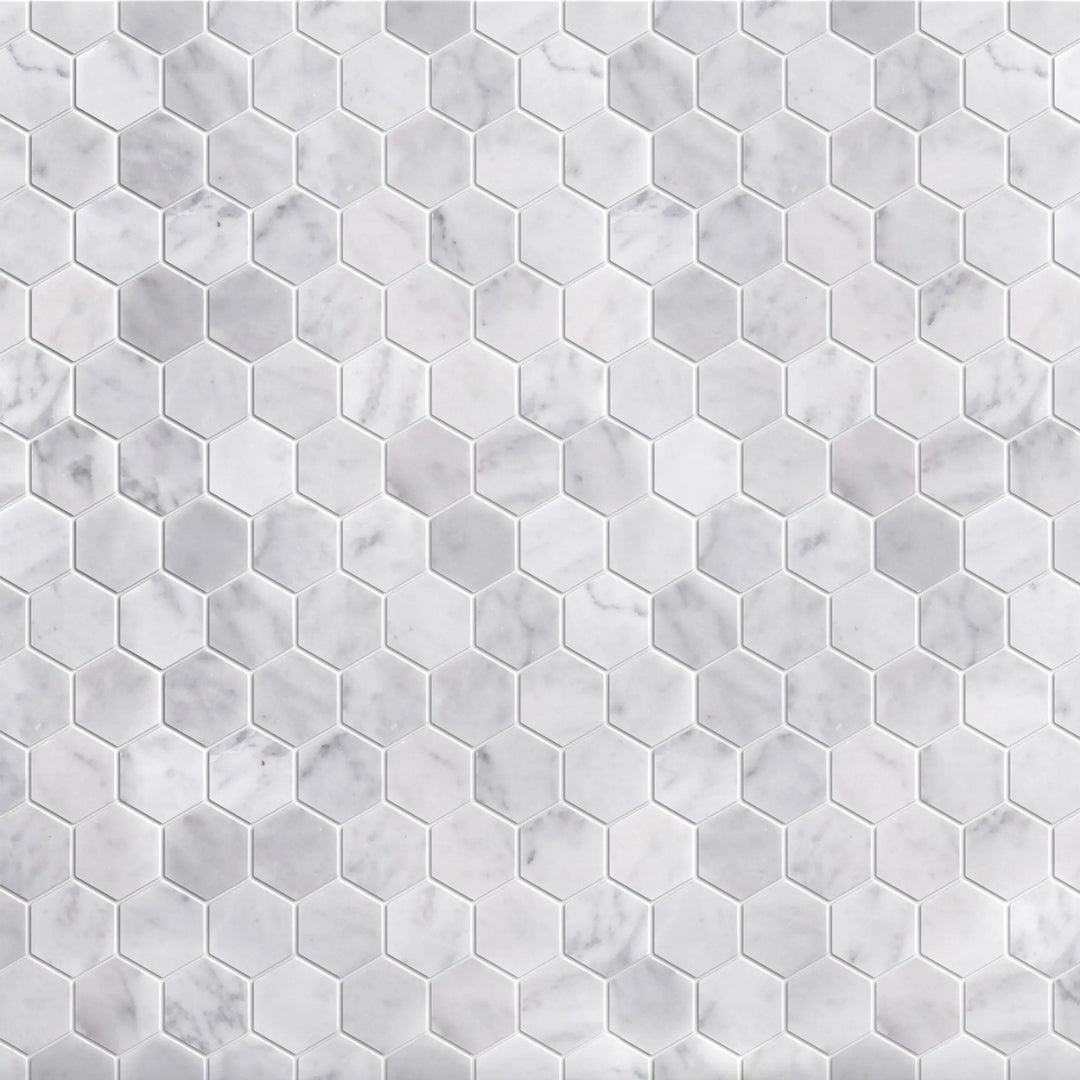 2-in Carrara White Hexagon 12-in x 12-in Marble Mosaic Floor and Wall Tile(1-sq. ft/ Piece)