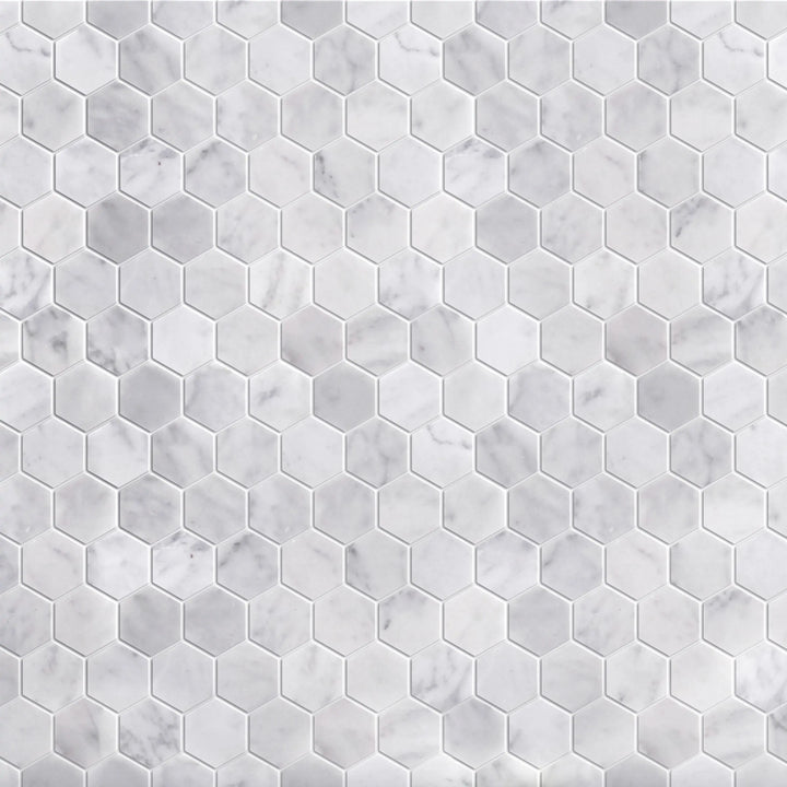2-in Carrara White Hexagon 12-in x 12-in Marble Mosaic Floor and Wall Tile(1-sq. ft/ Piece)