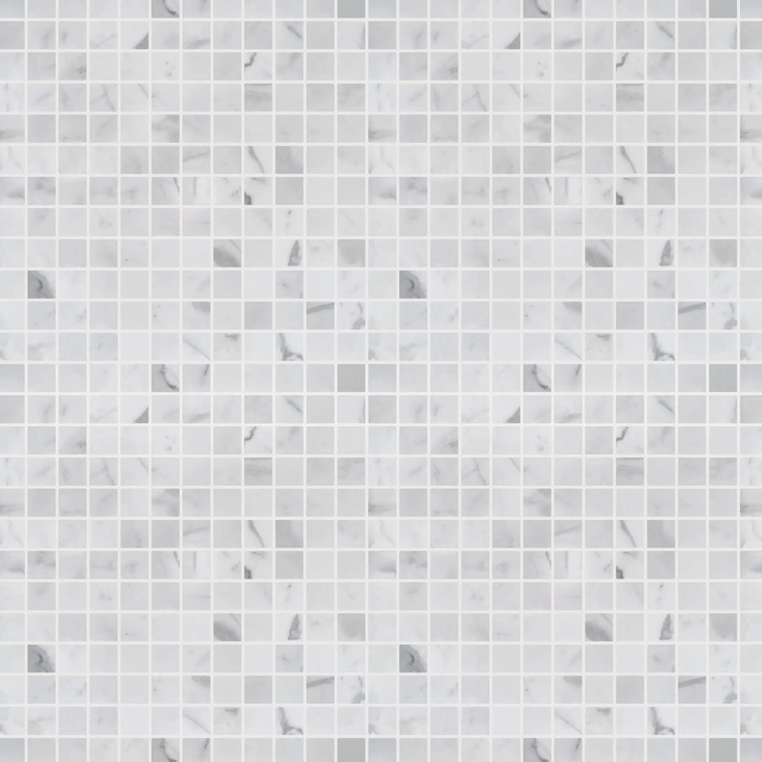 Sample display board of Calacatta Polished Marble Mosaic Tile – polished marble for showroom and presentations