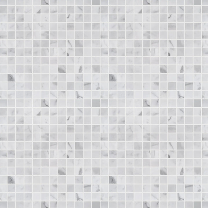 Sample display board of Calacatta Polished Marble Mosaic Tile – polished marble for showroom and presentations