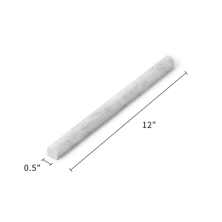 Carrara White 0.5-in x 12-in Polished Marble Pencil Molding Trim(0.04-sq. ft/ Piece)
