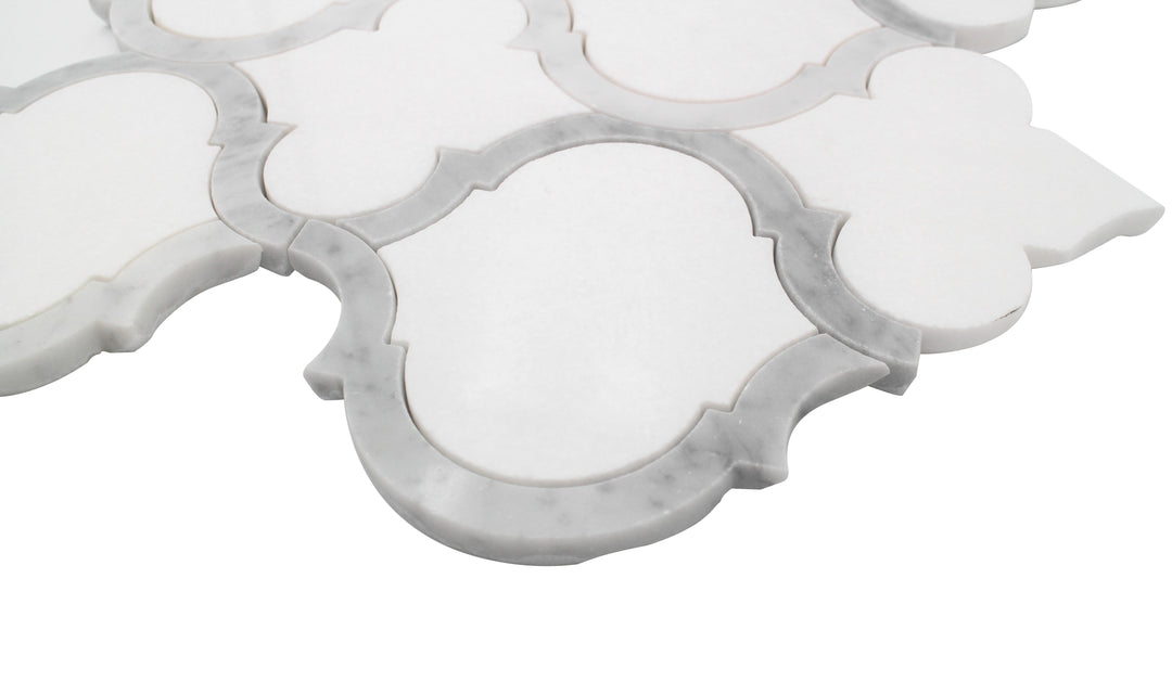 Marrakesh - Carrara White & Thassos White 9-in x 10-in Waterjet Mosaic Floor and Wall Tile(0.63-sq. ft/ Piece)