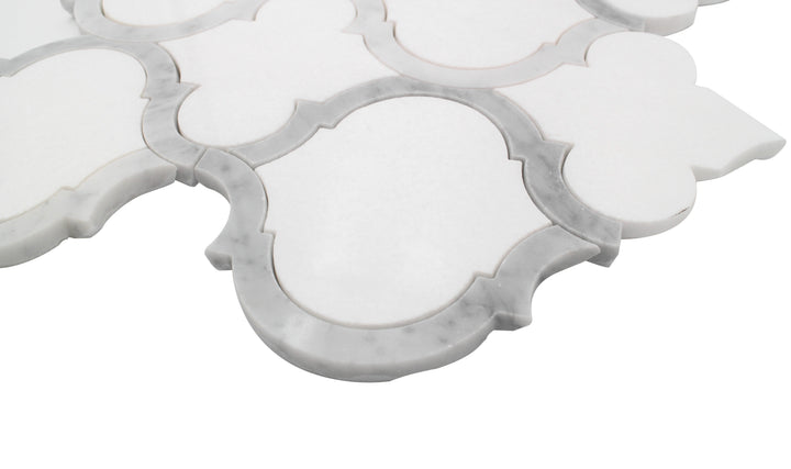 Marrakesh - Carrara White & Thassos White 9-in x 10-in Waterjet Mosaic Floor and Wall Tile(0.63-sq. ft/ Piece)