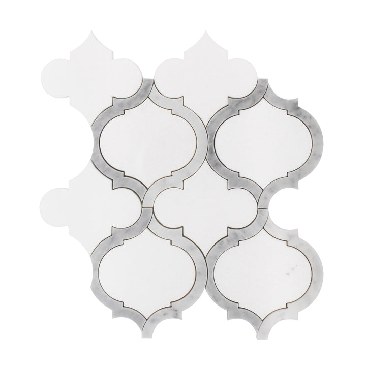 Marrakesh - Carrara White & Thassos White 9-in x 10-in Waterjet Mosaic Floor and Wall Tile(0.63-sq. ft/ Piece)
