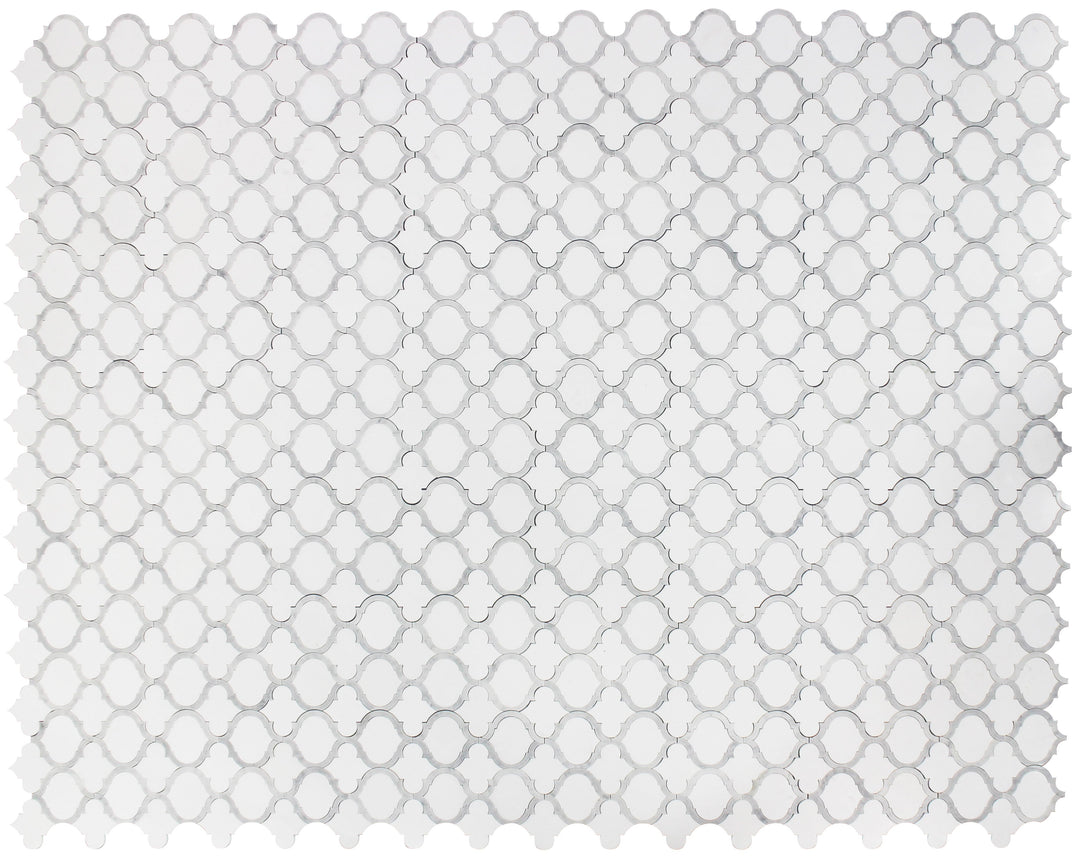 Marrakesh - Carrara White & Thassos White 9-in x 10-in Waterjet Mosaic Floor and Wall Tile(0.63-sq. ft/ Piece)