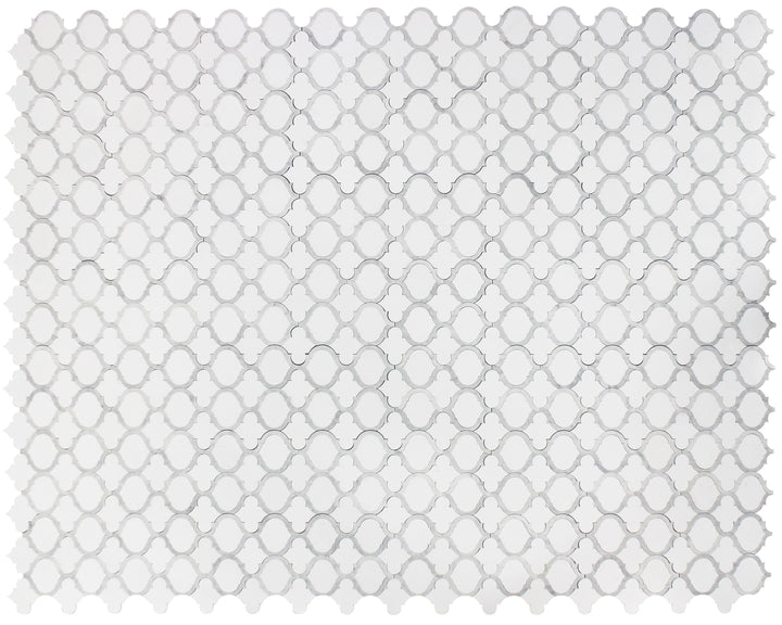 Marrakesh - Carrara White & Thassos White 9-in x 10-in Waterjet Mosaic Floor and Wall Tile(0.63-sq. ft/ Piece)