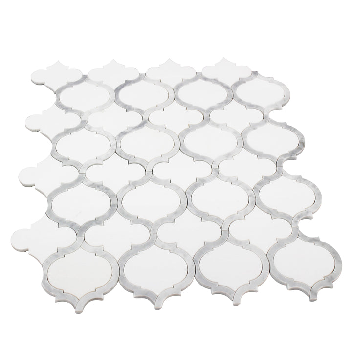 Marrakesh - Carrara White & Thassos White 9-in x 10-in Waterjet Mosaic Floor and Wall Tile(0.63-sq. ft/ Piece)