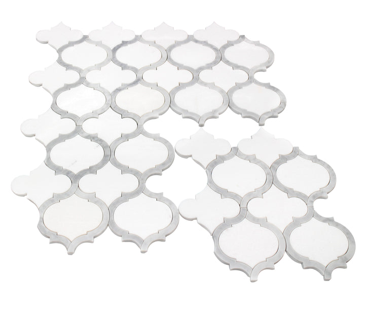 Marrakesh - Carrara White & Thassos White 9-in x 10-in Waterjet Mosaic Floor and Wall Tile(0.63-sq. ft/ Piece)